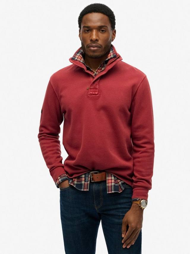 

Классический хлопковый джемпер пике с полузастежкой Superdry, Washed Red