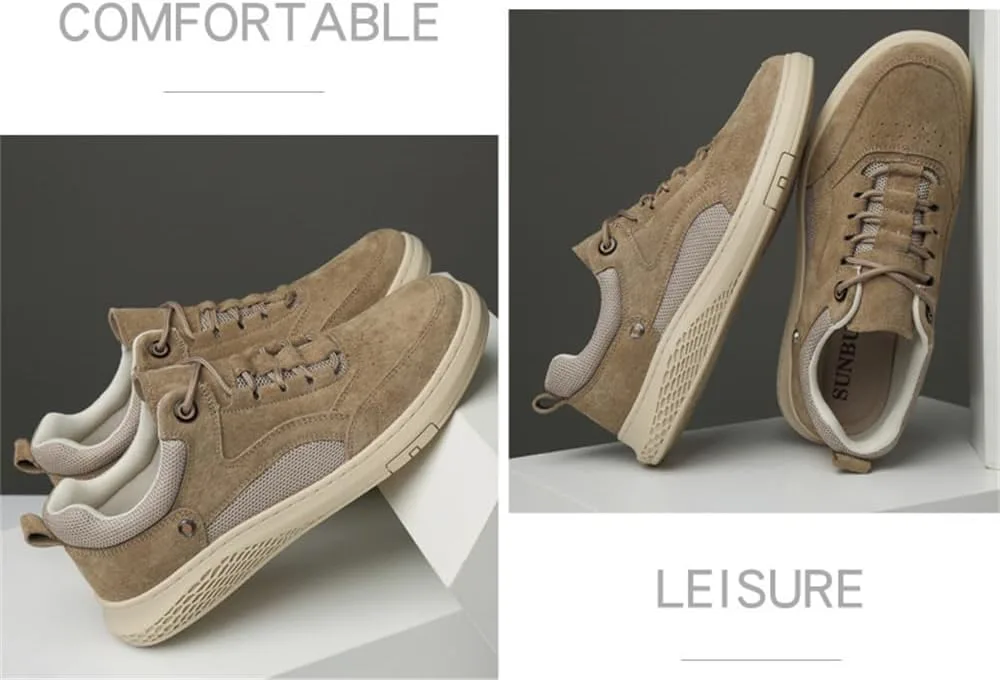 

Мужские повседневные туфли, модные кожаные кроссовки низкого типа, дышащие мягкие обувь для ходьбы и вождения Abborora, хаки