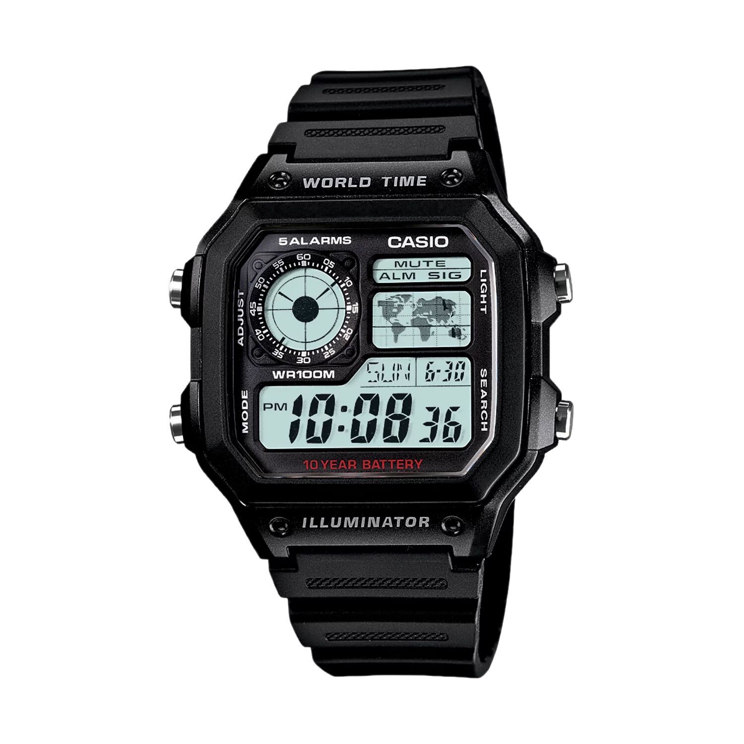 

Мужские часы с цифровым хронографом мирового времени — AE1200WH-1AV Casio