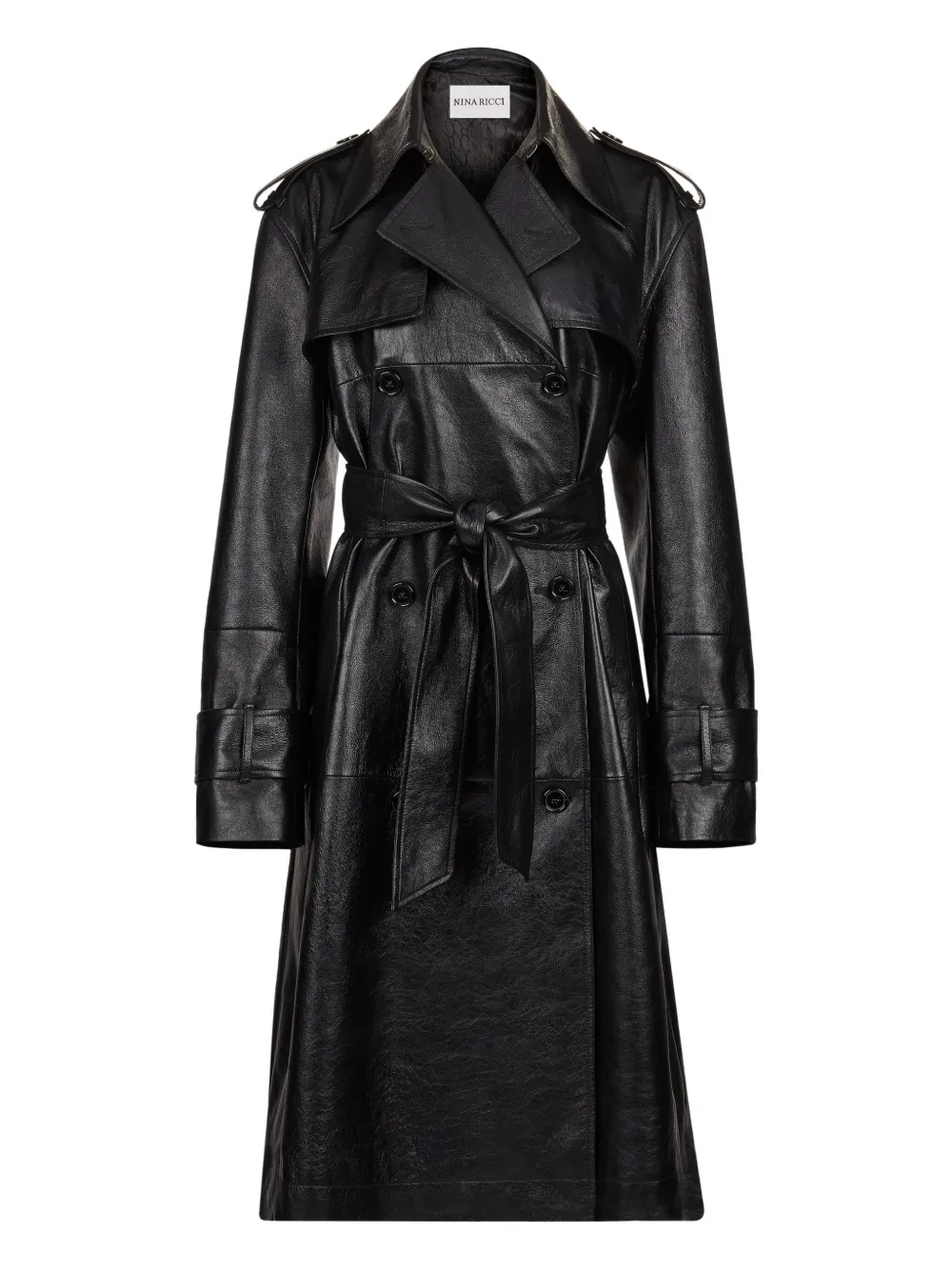 

Кожаный тренч Nina Ricci, черный
