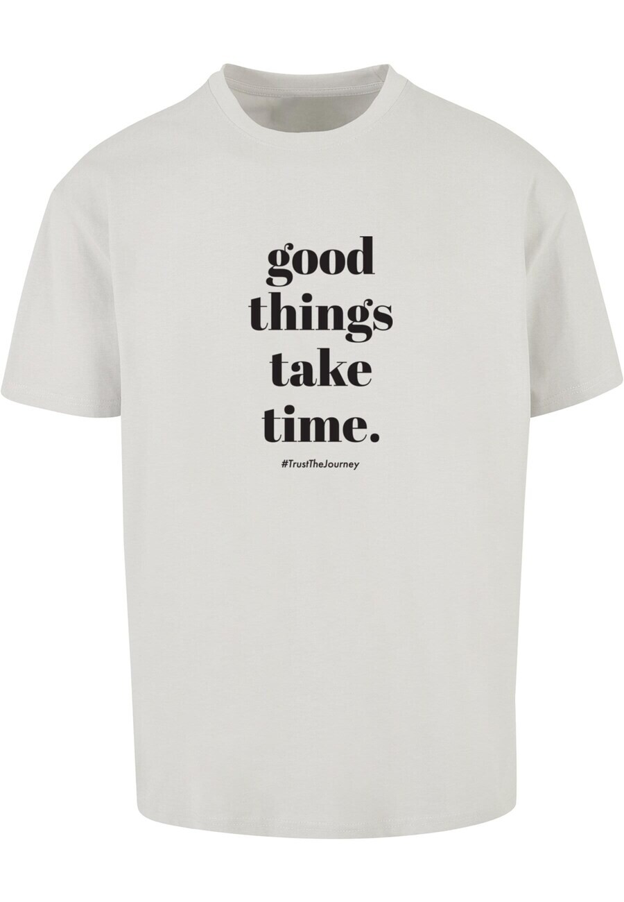 

Футболка Merchcode GOOD THINGS TAKE TIME, светло-серый