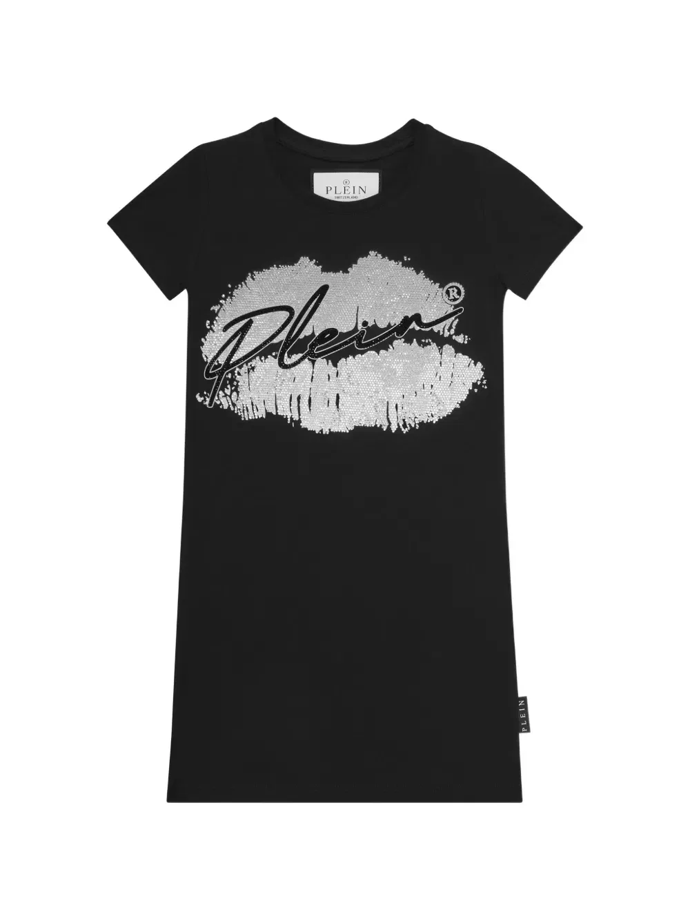 Короткое платье-футболка с принтом Philipp Plein Junior, черный