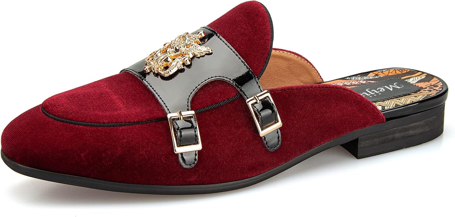 

Мужские тапочки Meijiana, слипоны-лоферы из кожи, для официального и повседневного ношения, с открытой пяткой, красный