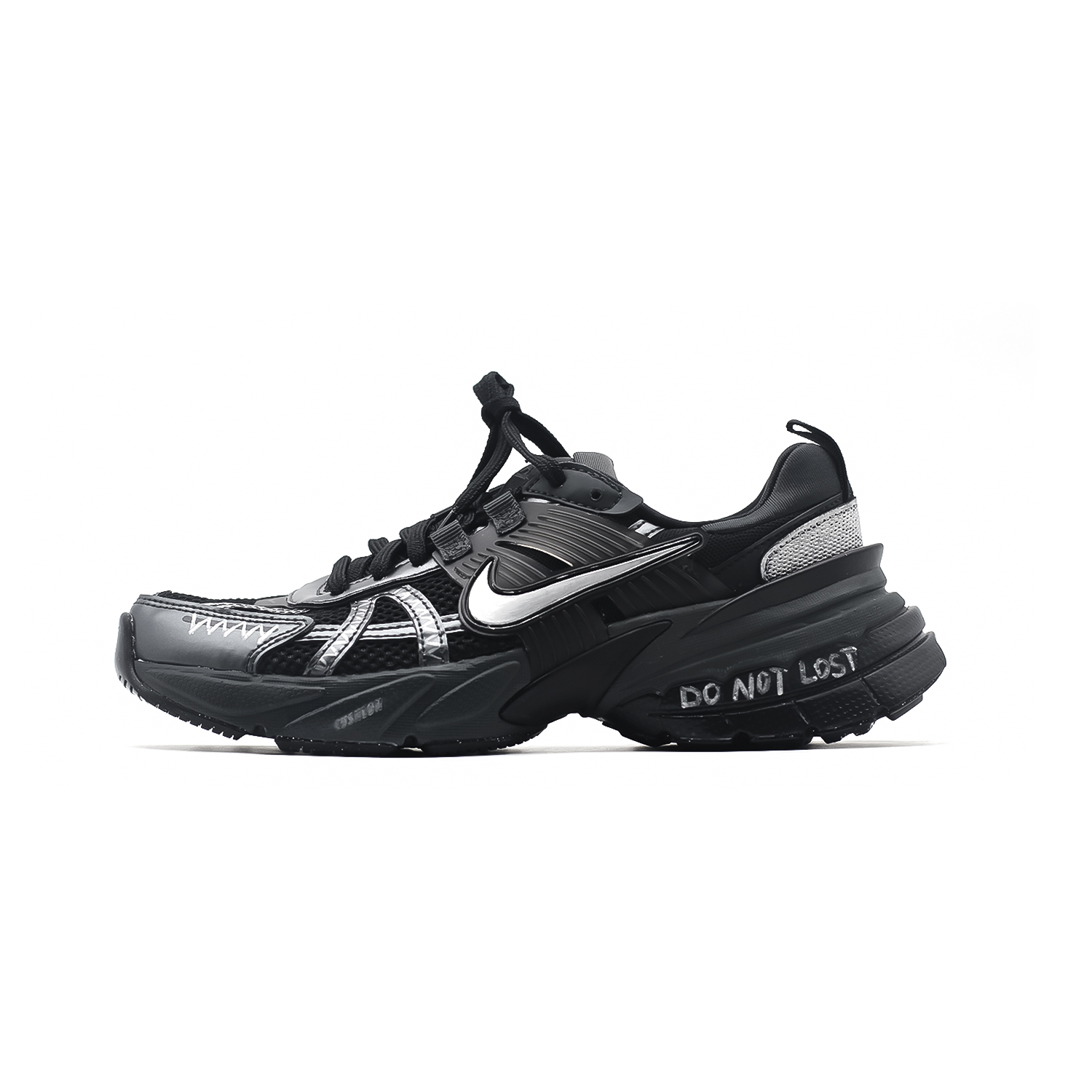 

Nike V2K Run амортизирующие нескользящие износостойкие низкие кроссовки для мужчин black silver