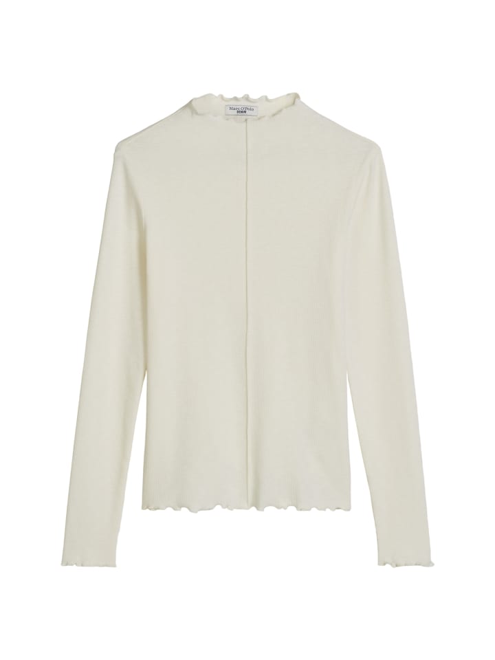 

Marc O'Polo DENIM Облегающая блузка с длинными рукавами в рубчик, шелковисто-белого цвета