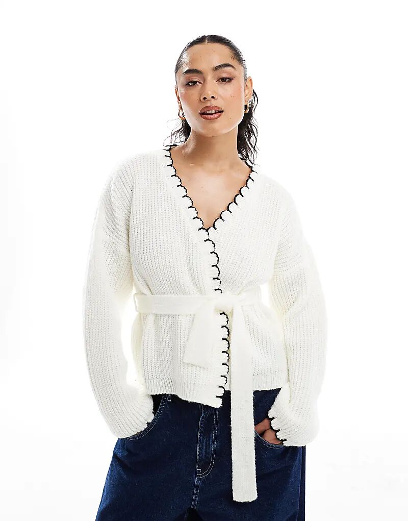 

Кардиган с поясом и V-образным вырезом, связанный узором Miss Selfridge