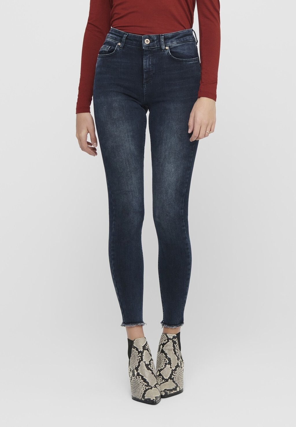

Джинсы Skinny Fit ONLY Onlblush Life Mid Raw, синий / черный