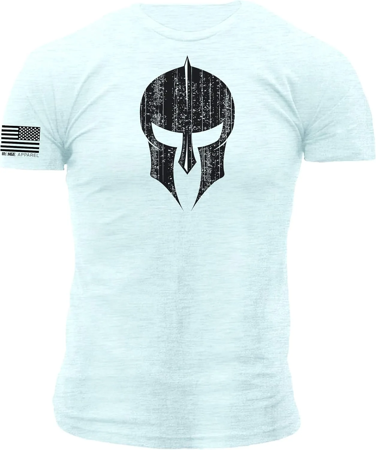 

Футболка Spartan Warrior с принтом в стиле дистресс на цвете Heathered Ice Blue Downrange Apparel