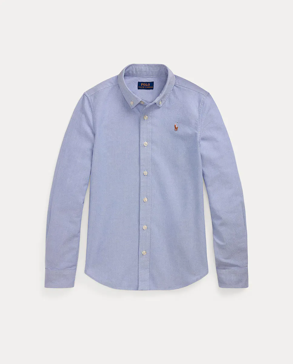

Голубая хлопковая рубашка для девочки Polo Ralph Lauren