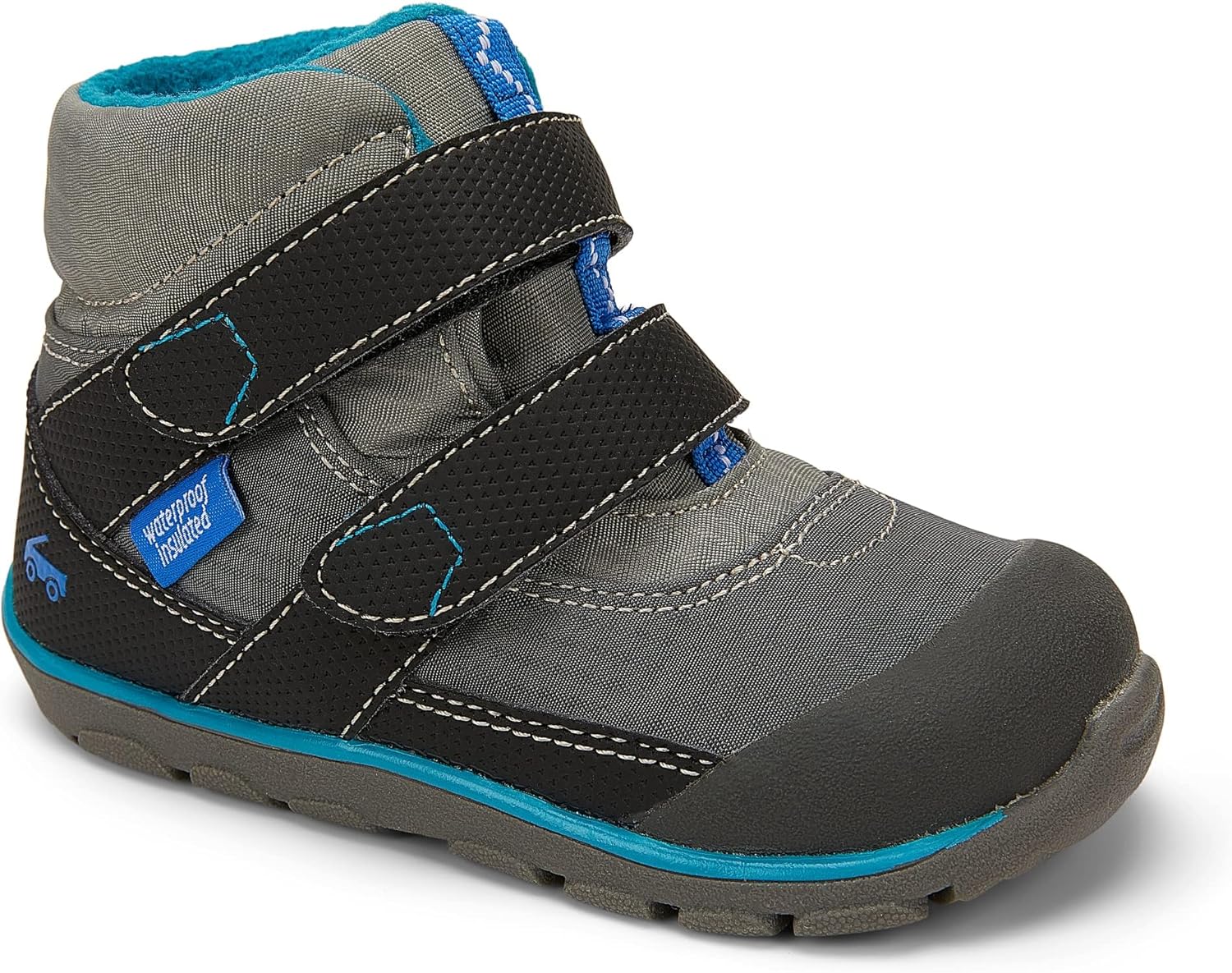 

Смотрите Kai Run Atlas II - водонепроницаемые и утепленные зимние ботинки для маленьких детей See Kai Run, серый/черный