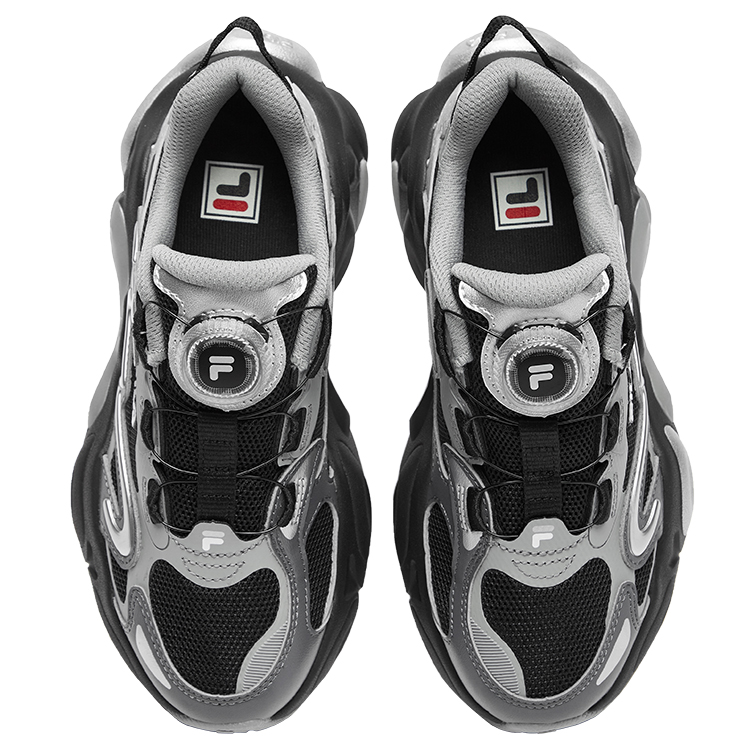 FILA KIDS Беговые кроссовки BOA с противоскользящей подошвой, амортизацией, износостойкие, с эффектом отскока, низкие, черный/castle gray, детские — фото 4