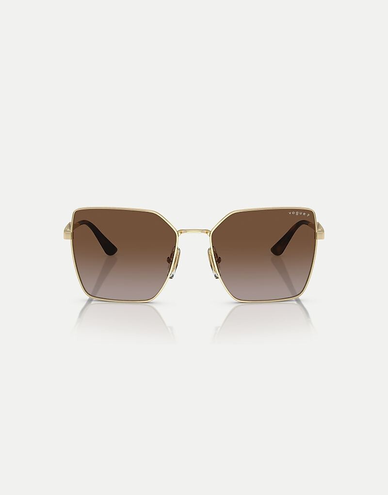 

Солнцезащитные очки Vogue Eyewear vo4284s с квадратной поляризацией бледно-золотого цвета и коричневыми линзами