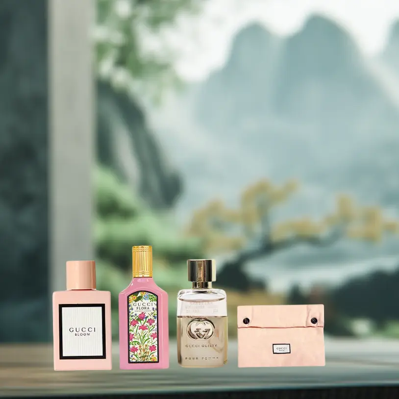 Набор пробников духов floral dreamy sinful love, 4 предмета, eau de parfum edp 5мл*3+косметичка GUCCI — фото 3