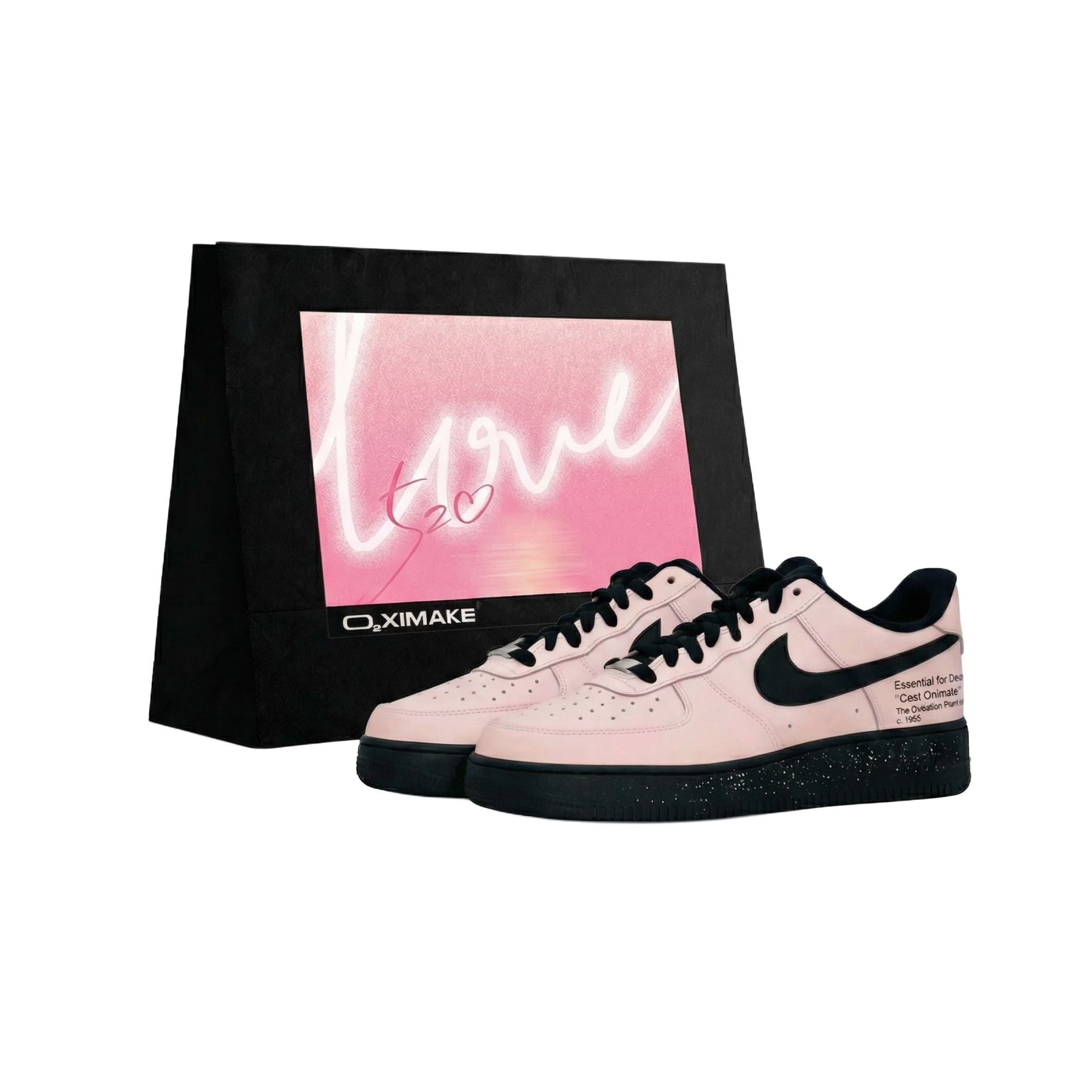 

Nike Кроссовки Air Force 1 Abrasion Resistant Height Increasing Low top Skateboard Shoes Unisex Black Pink