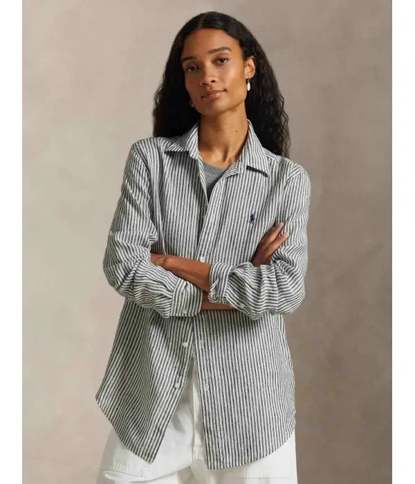 Льняная рубашка classic fit Polo Ralph Lauren, черный