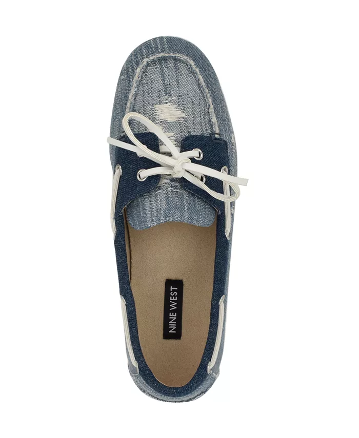 Женские яхтенные слипоны Boat Shoes Nine West, синий — фото 4
