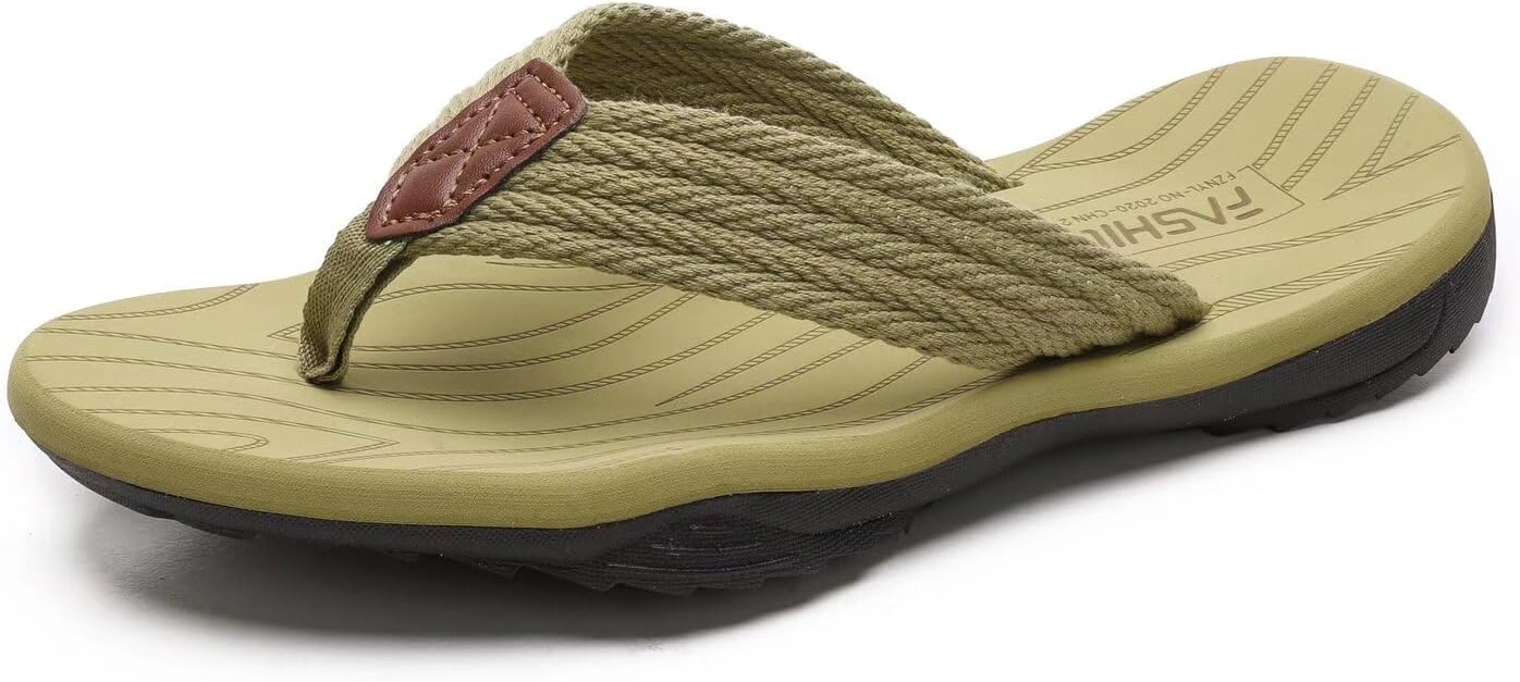 

Мужские шлепанцы JUNSHIDE, удобные вьетнамки для дома и пляжа, зеленый