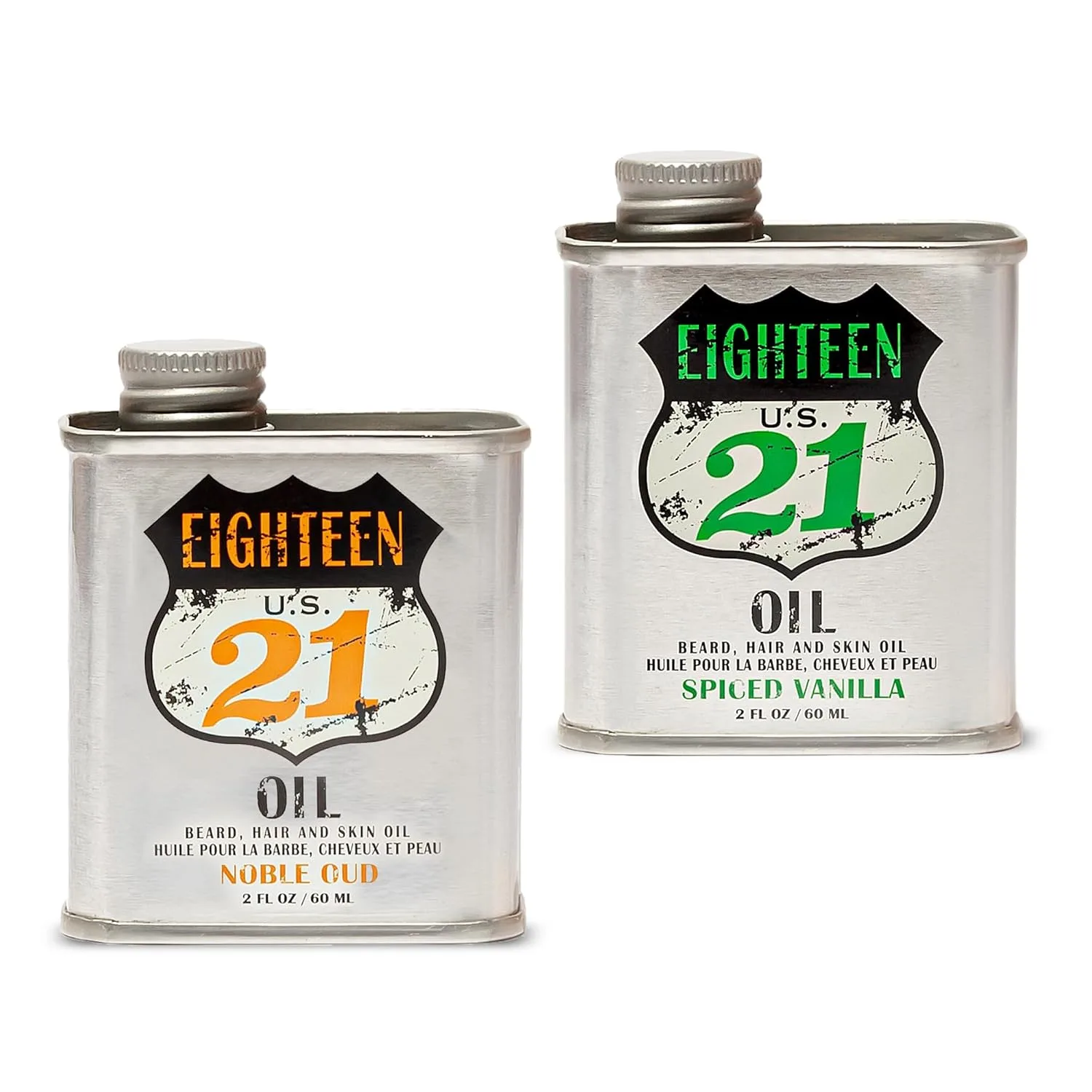 18.21 Man Made Набор из 2 масел для бороды, волос и кожи Noble Oud & Spiced Vanilla, подходит для всех типов волос и кожи у мужчин, укрепляет и увлажняет, обладает мужественным ароматом.