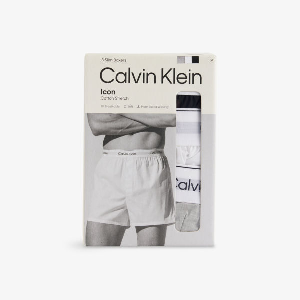 

Набор из трех облегающих боксеров из стрейч-хлопка Icon Calvin Klein, черный