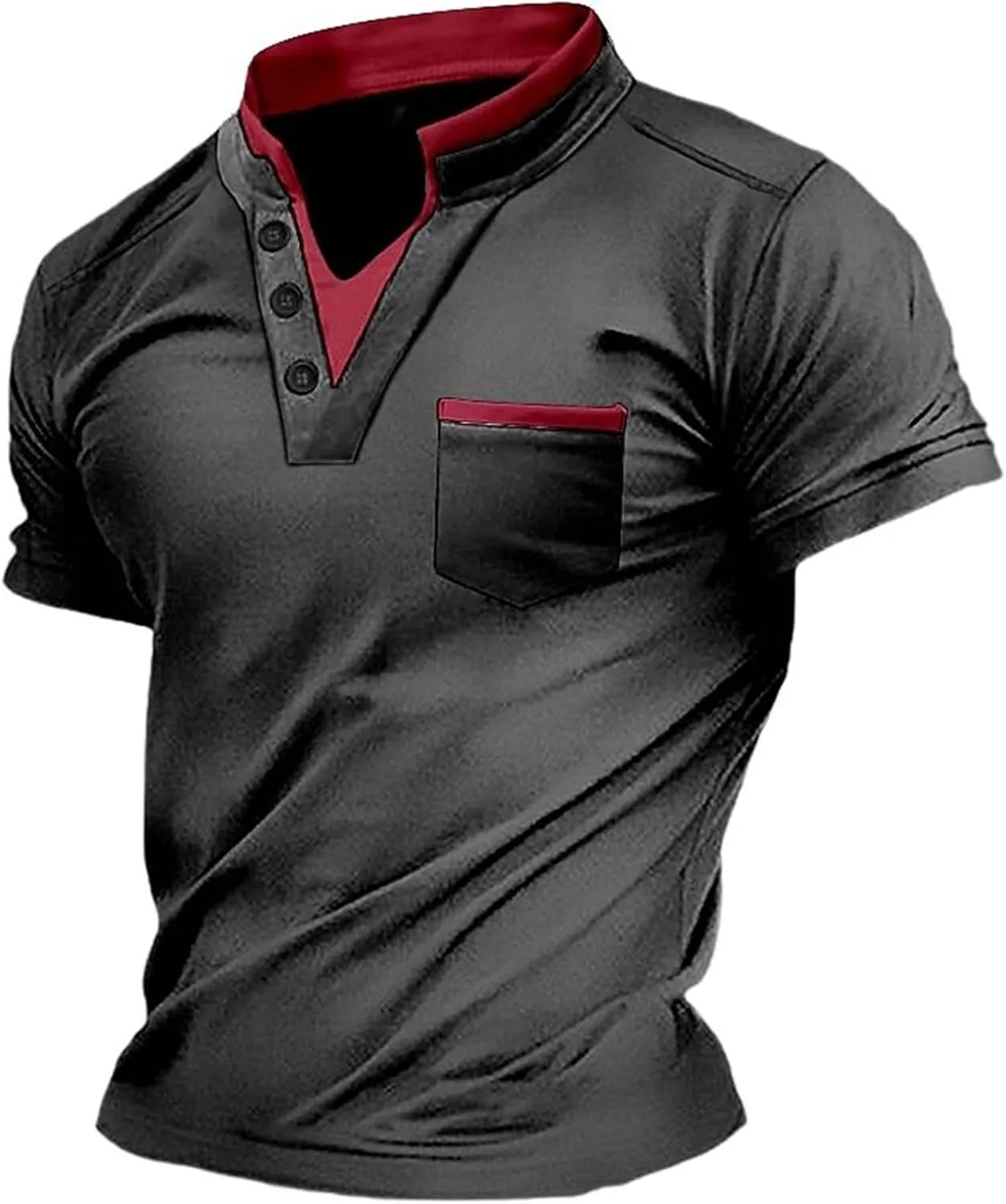 

Мужская футболка с V-образным вырезом и карманом HJINGSUN