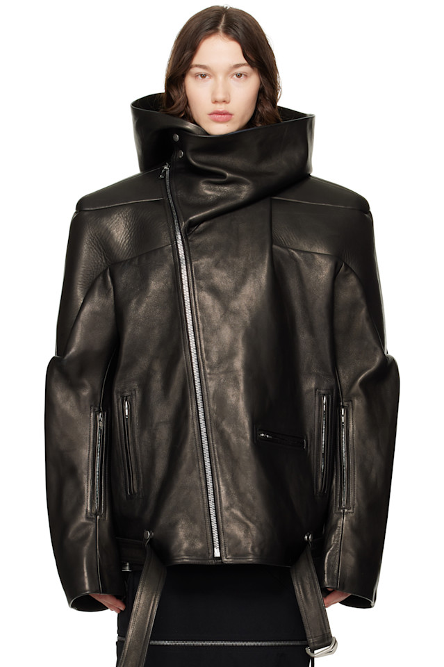 

Голливудская укороченная кожаная куртка Jumbo Stooges Rick Owens, черный