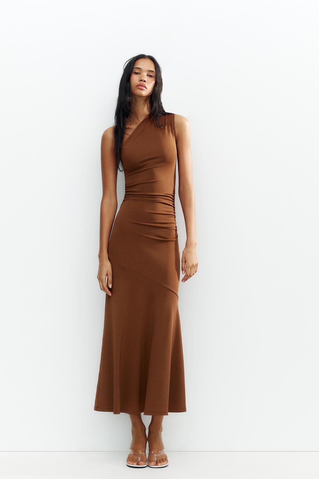

Платье асимметричной длины ZARA, цвет Toffee
