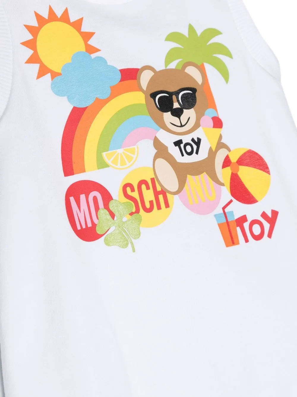 Ромпер без рукавов с логотипом Moschino Kids, белый — фото 3