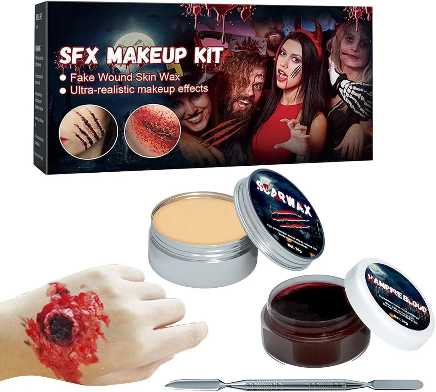 Набор для грима SFX Makeup Kit, с воском и искусственной кровью, 1 шт