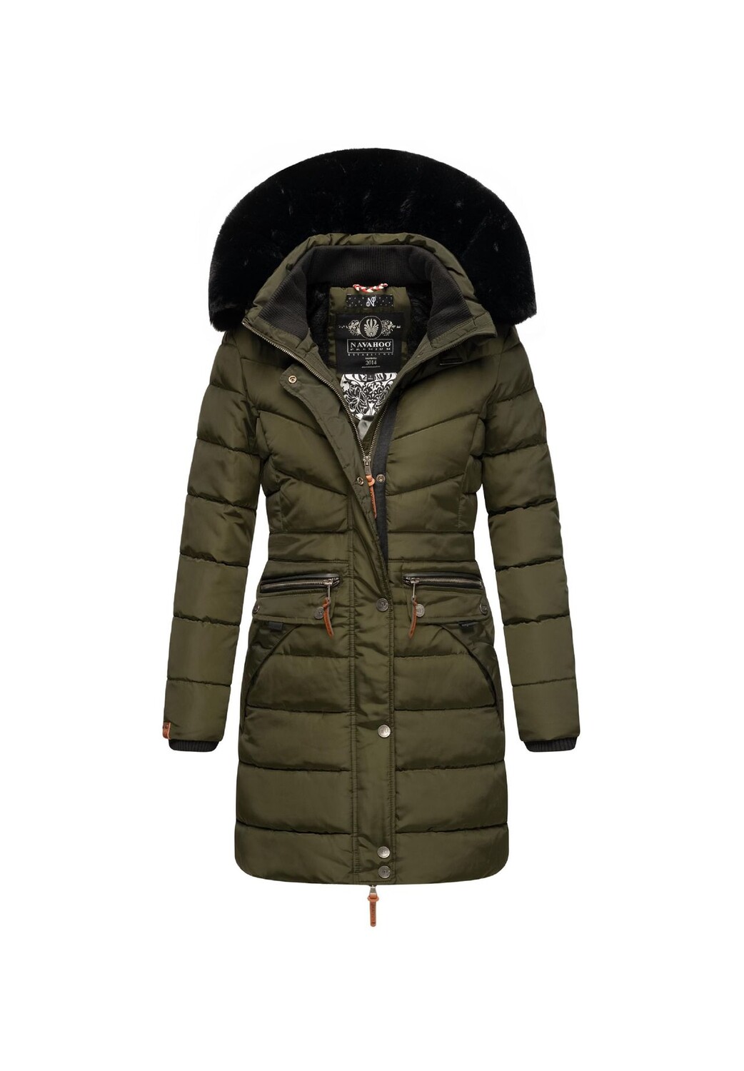 

Стеганое пальто Паула NAVAHOO, цвет Dark Olive With Black Fur