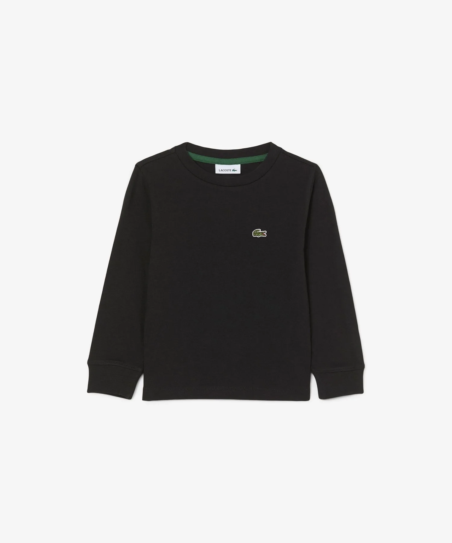Детская длинная футболка LACOSTE с логотипом crocodile черная
