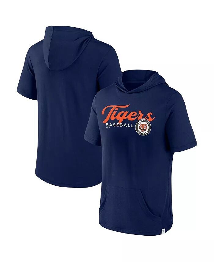 

Мужская темно-синяя толстовка с капюшоном Detroit Tigers Offensive Strategy с коротким рукавом Fanatics