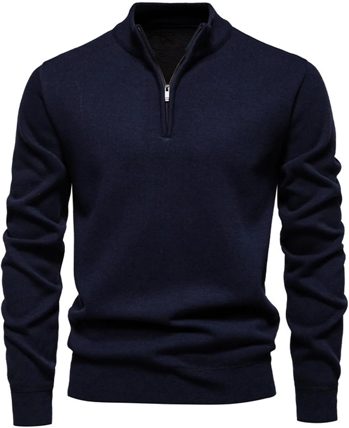 

Мужской свитер Slim Fit с полузастежкой, однотонный воротник-стойка, для зимнего наслаивания (4XL, Dark Blue) ZNEL