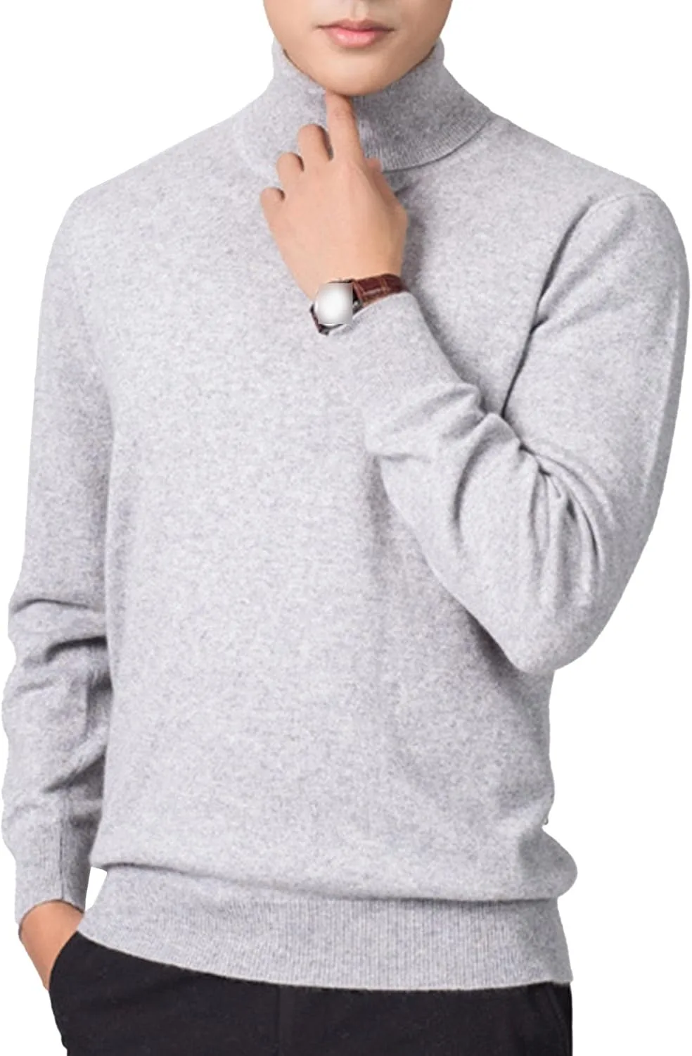 

Мужской водолазка Slim Fit Plain Solid High Neck Pullover Casual Wool Basic SWJGLITTR
