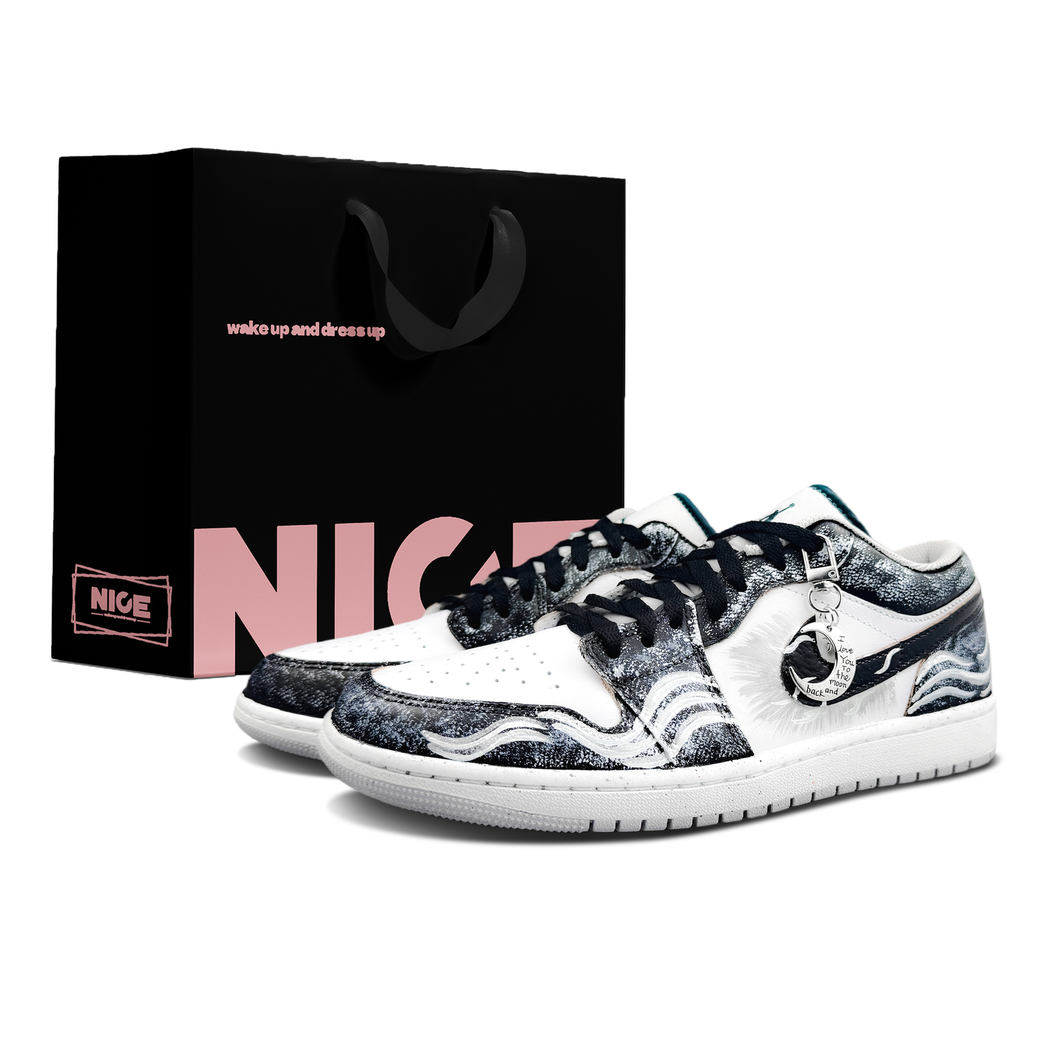

Jordan кроссовки баскетбольные Unisex низкие Air 1 Cushioning, Wear Resistant винтажные черно-белые