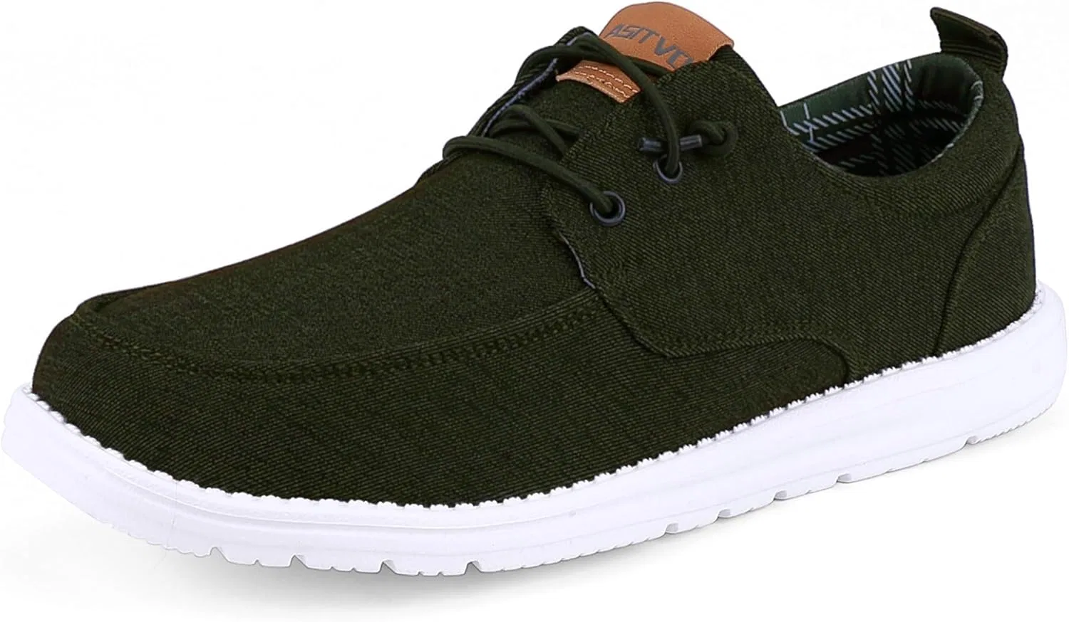 Мужские лоферы ASITVO из парусины с широким носком, повседневная обувь, Dark Green