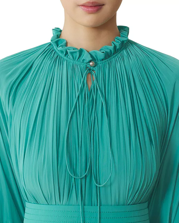Короткое платье из шармеза Lanvin, зеленый — фото 4
