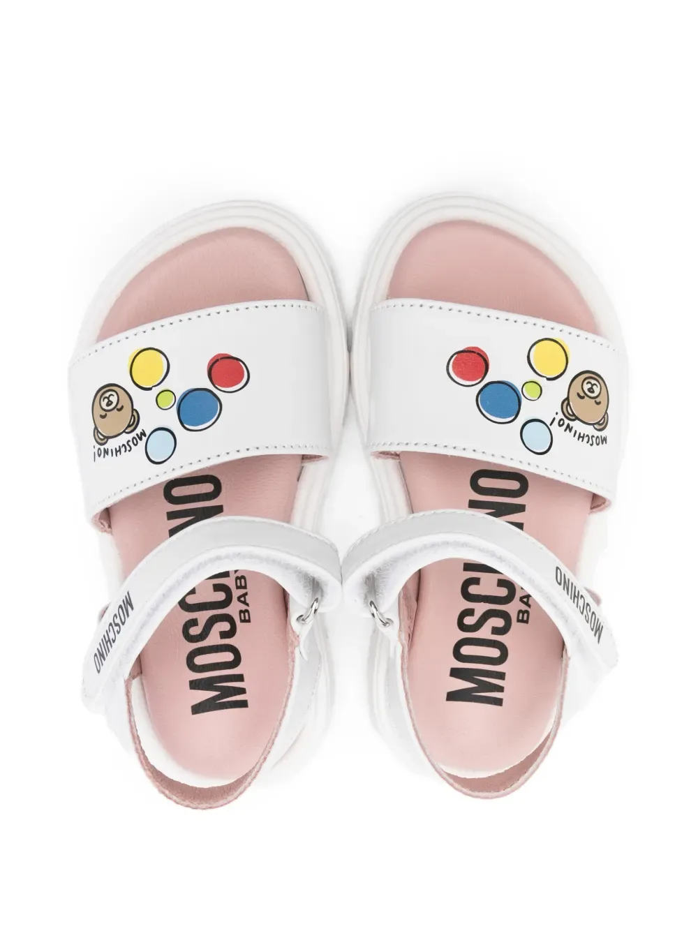 Кожаные сандалии с логотипом Moschino Kids, белый — фото 3
