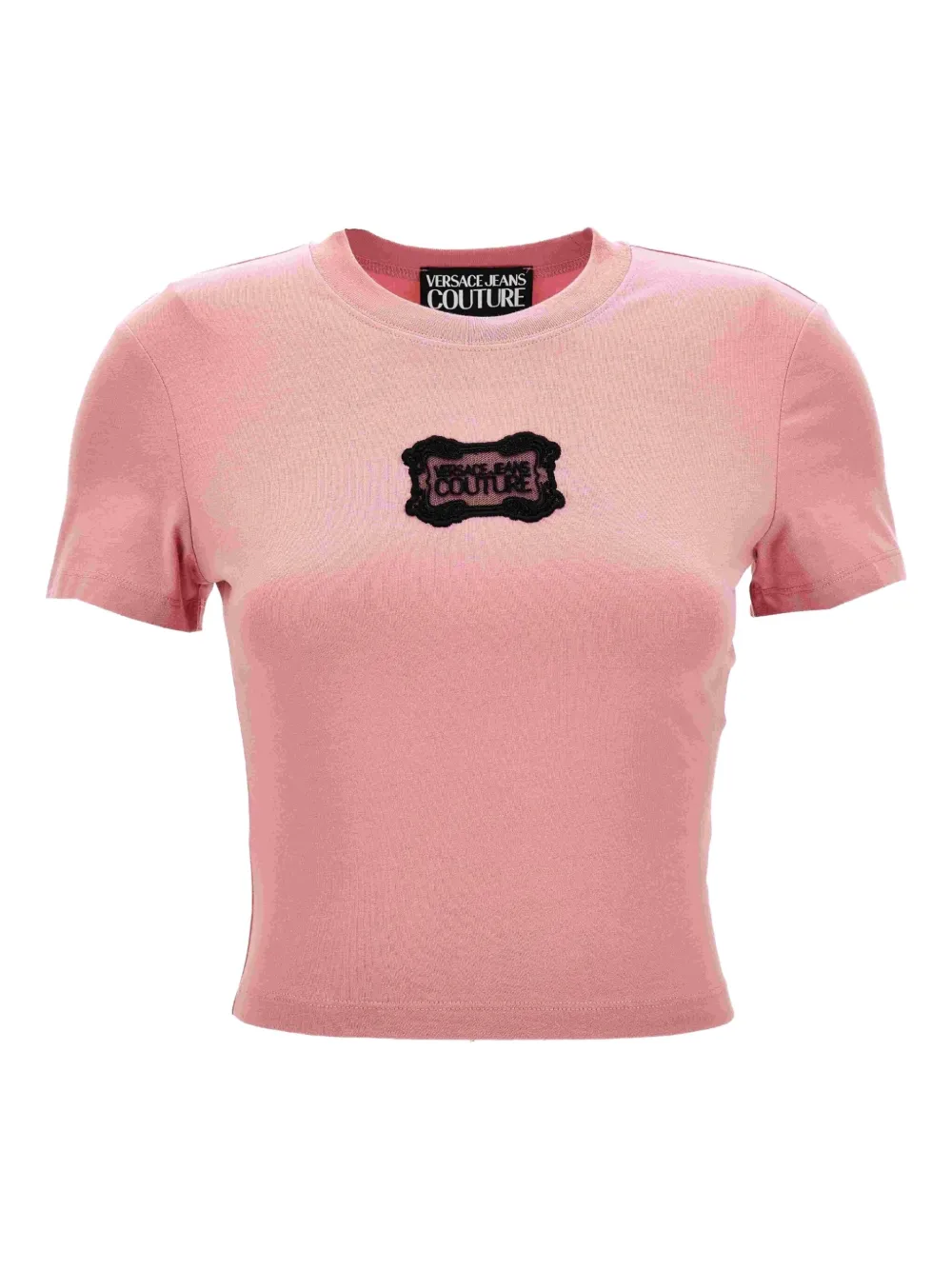 

Укороченная футболка с нашивкой-логотипом Versace Jeans Couture, розовый