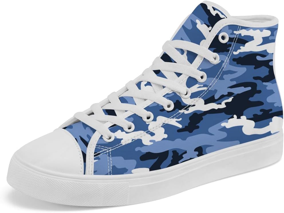 

Мужские и женские кроссовки chebing с высокой подошвой из камуфляжного канваса, высокие кеды с камуфляжным принтом, шнуровка, повседневная обувь, синий