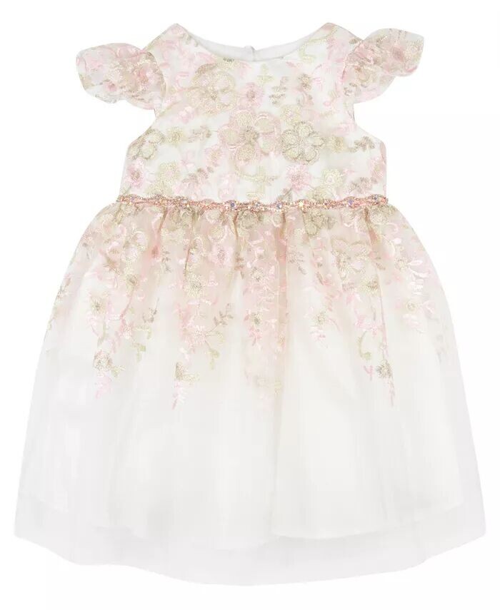 

Вечернее платье из сетки с цветочной вышивкой для маленьких девочек Rare Editions, слоновая кость/кремовый