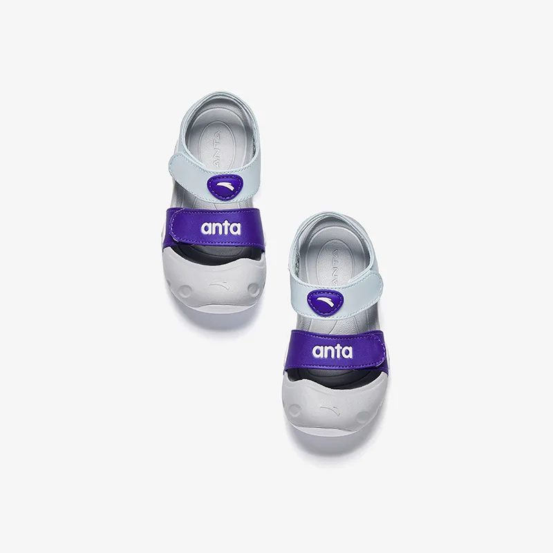 Antakids Synthetic Leather Lightweight Cushioning Breathable Anti Kick Low top Toddler Shoes Blue Purple Gray — фото 4