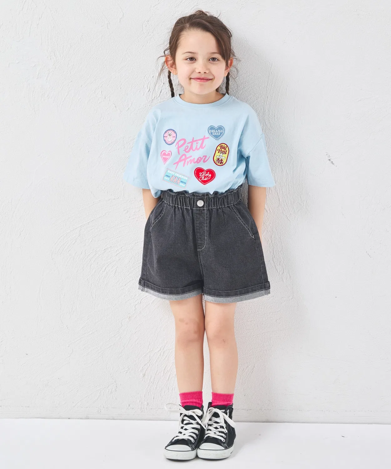 Шорты джинсовые высокой посадки Girls Heart Pocket, черные — фото 4