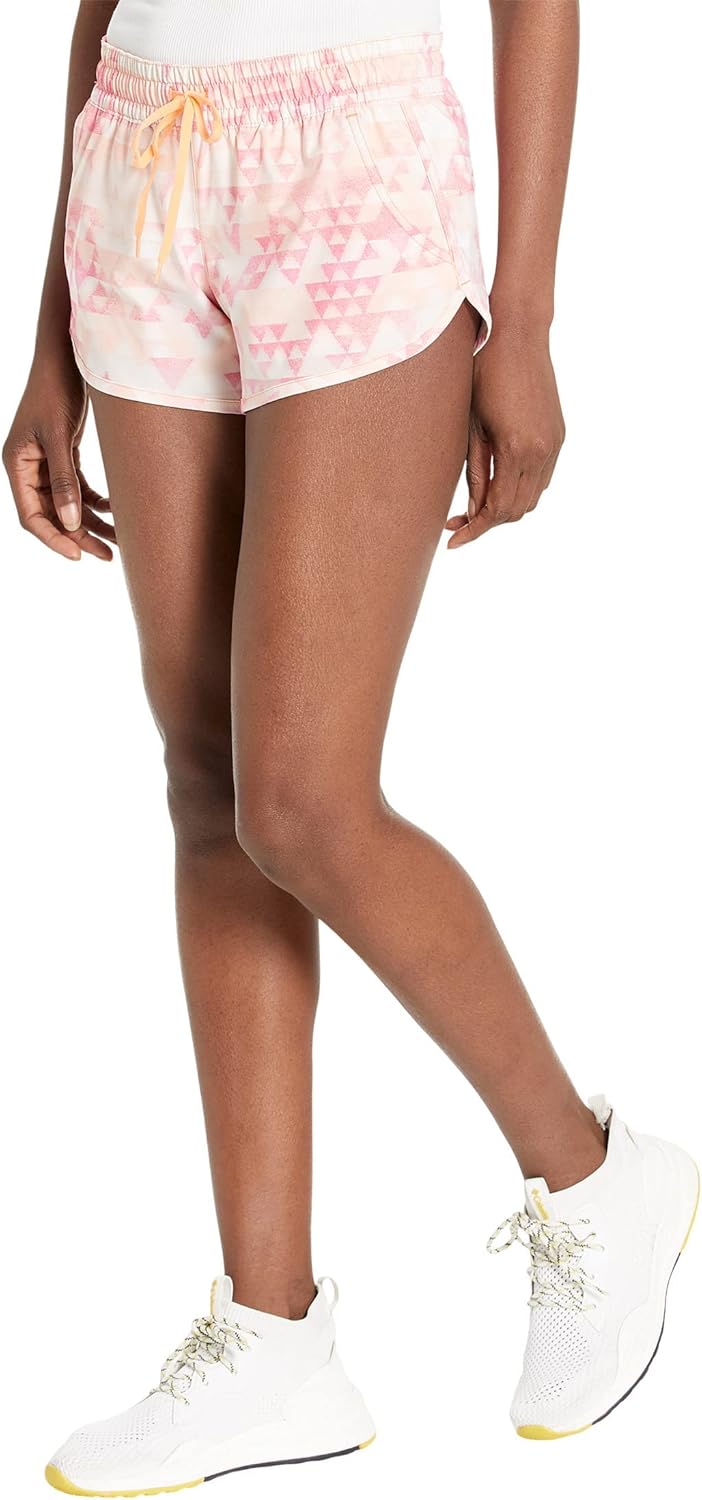 

Женские шорты Columbia Bogata Bay с эластичным принтом для походов, Peach Blossom/Distant Peaks