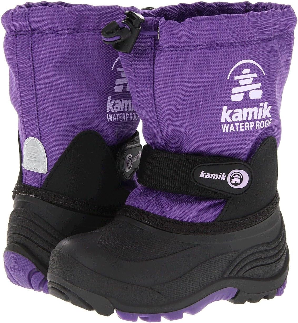 Зимние сапоги Kamik Waterbug 5 для приключений - водонепроницаемые дождевые ботинки для малышей - водонепроницаемая обувь для детей - нескользящие водные ботинки - съемная подкладка - регулируемая посадка с прочным сцеплением, фиолетовый