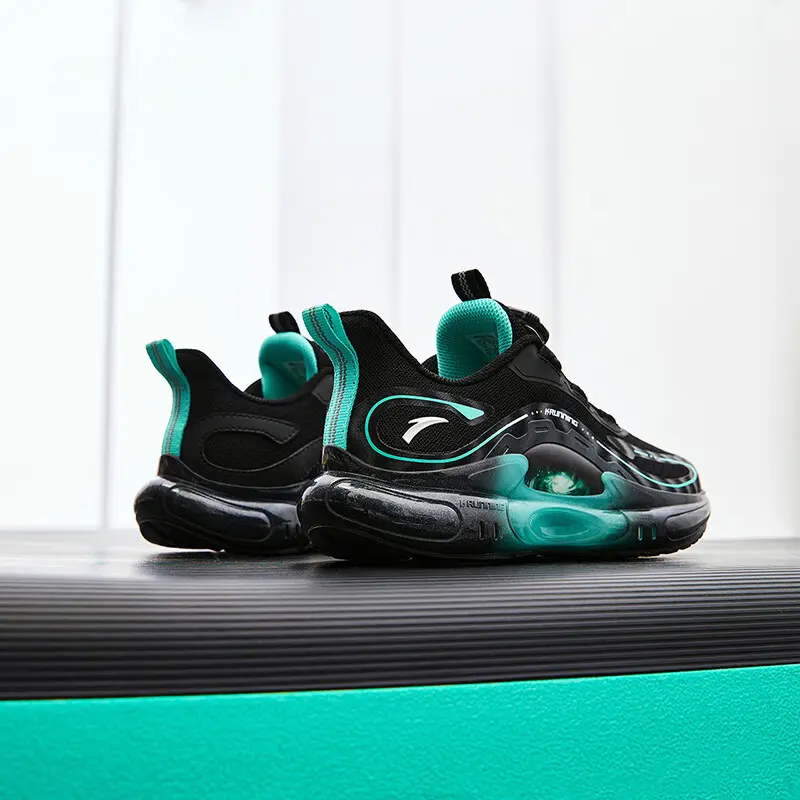 Детские кроссовки для бега Unisex Antakids, черно-зеленые — фото 4