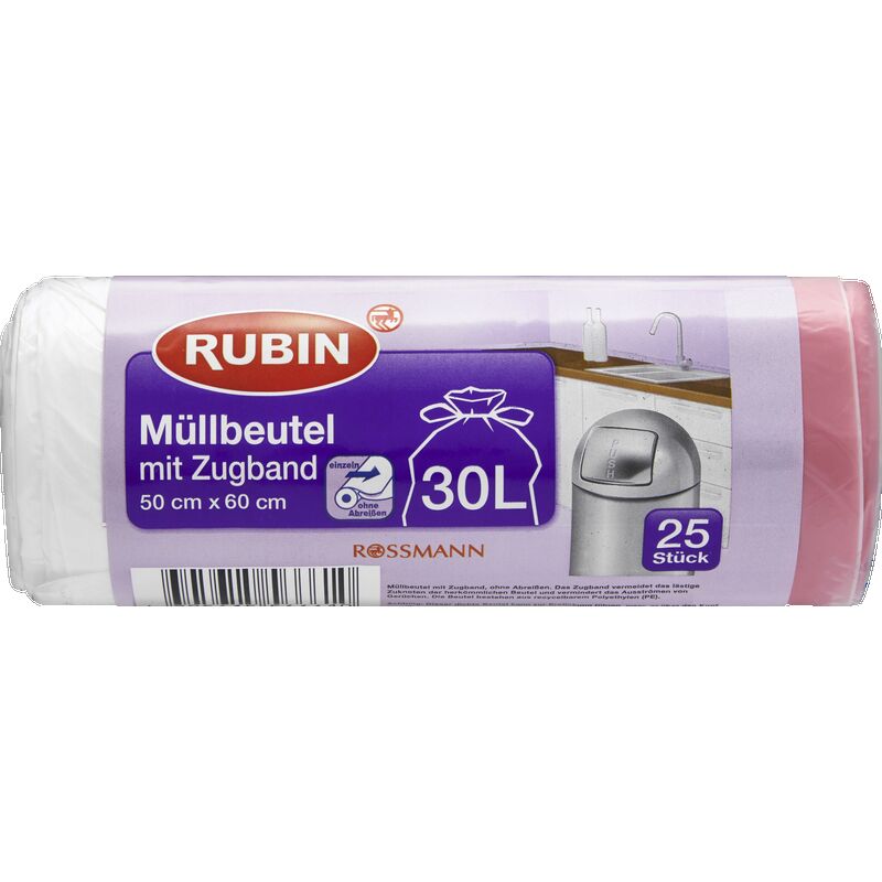 

Мешки для мусора на шнурке 30 л RUBIN, 25 шт.