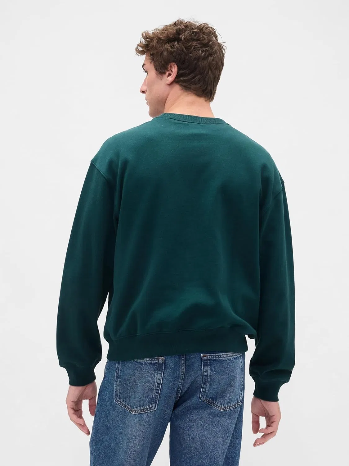 Толстовка GAP Men's Logo Crewneck Fleece, зеленый — фото 2