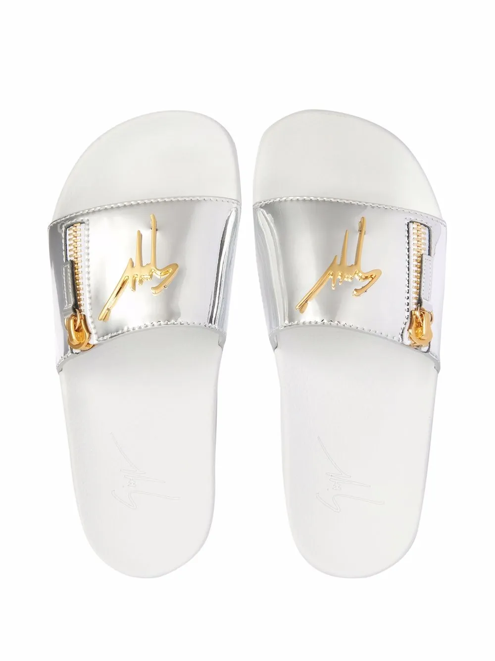 Шлепанцы Brett с логотипом Giuseppe Zanotti, серебяный — фото 4