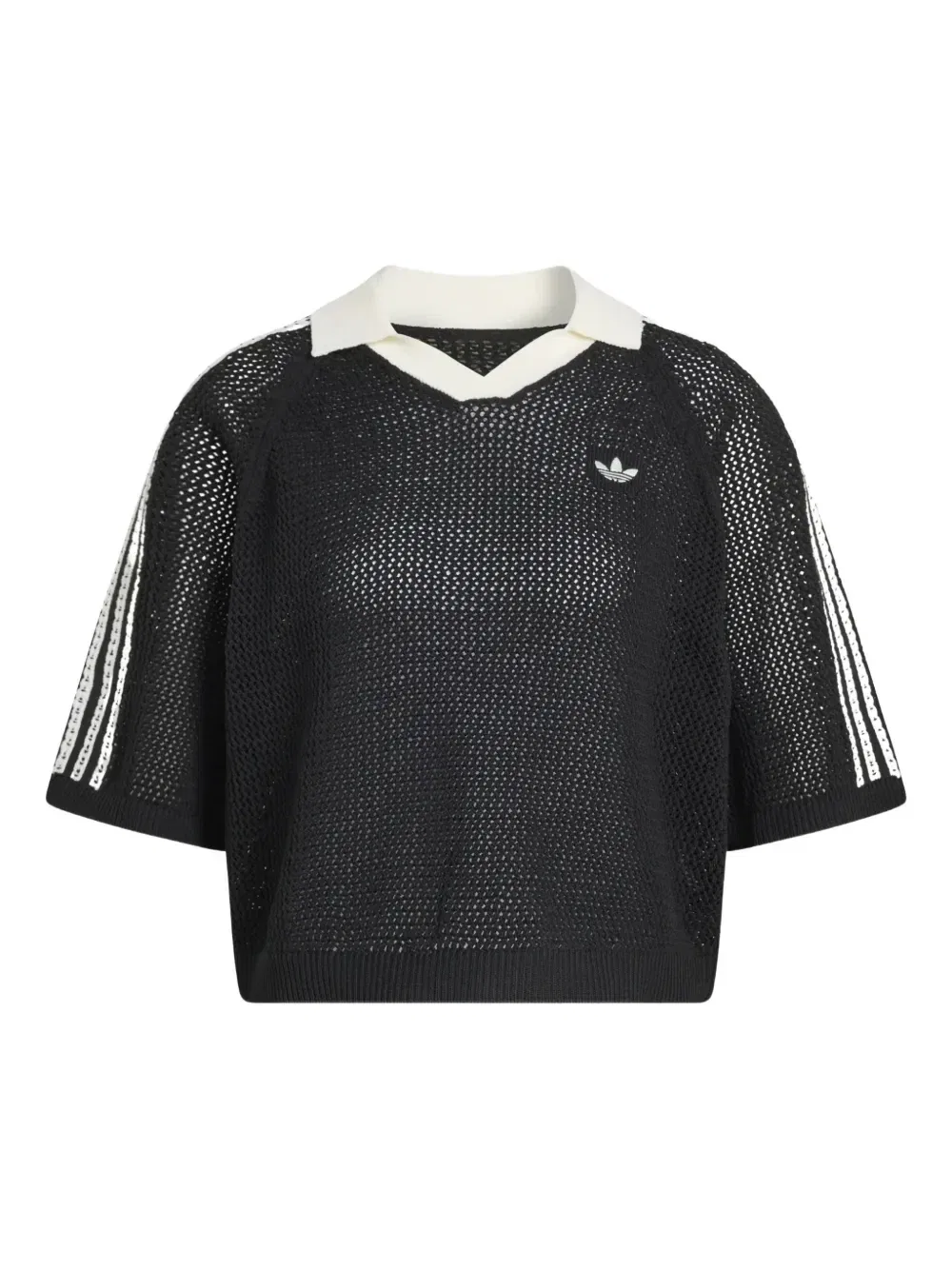 Полосатая рубашка поло с V-образным вырезом adidas, черный