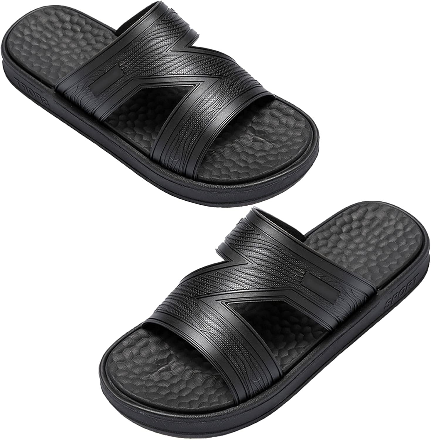 

Мужские сандалии - массажные тапочки для мужчин, массажная подошва с противоскользящим эффектом, удобные легкие летние кожаные тапочки для использования дома и на улице (Цвет: B, Размер: EUR 47) Tucy, EUR 47 A